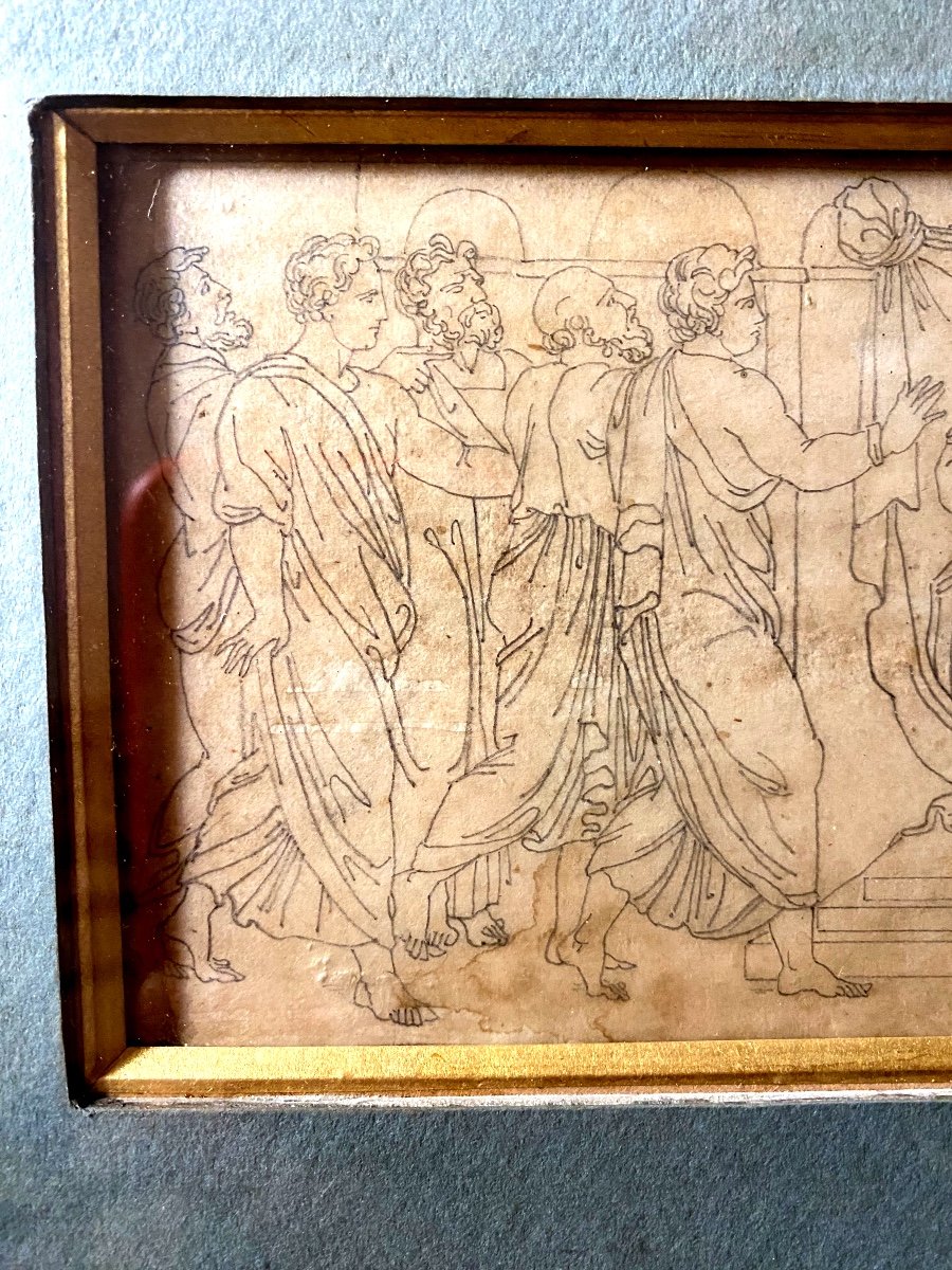 Beautiful Finely Executed Pencil Drawing "homage To Saint Peter" Late 18th Century Well Framed-photo-4