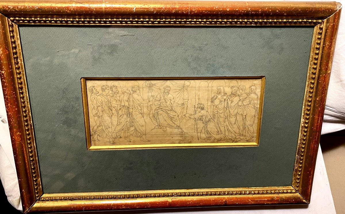 Beautiful Finely Executed Pencil Drawing "homage To Saint Peter" Late 18th Century Well Framed-photo-6