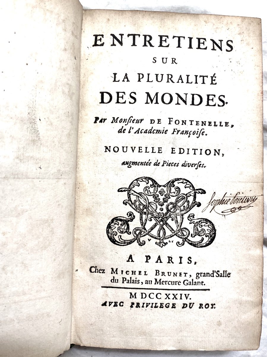 Famous "conversation On The Plurality Of Worlds" By Mr De Fontenelle. Paris 1724 & Div.-photo-3