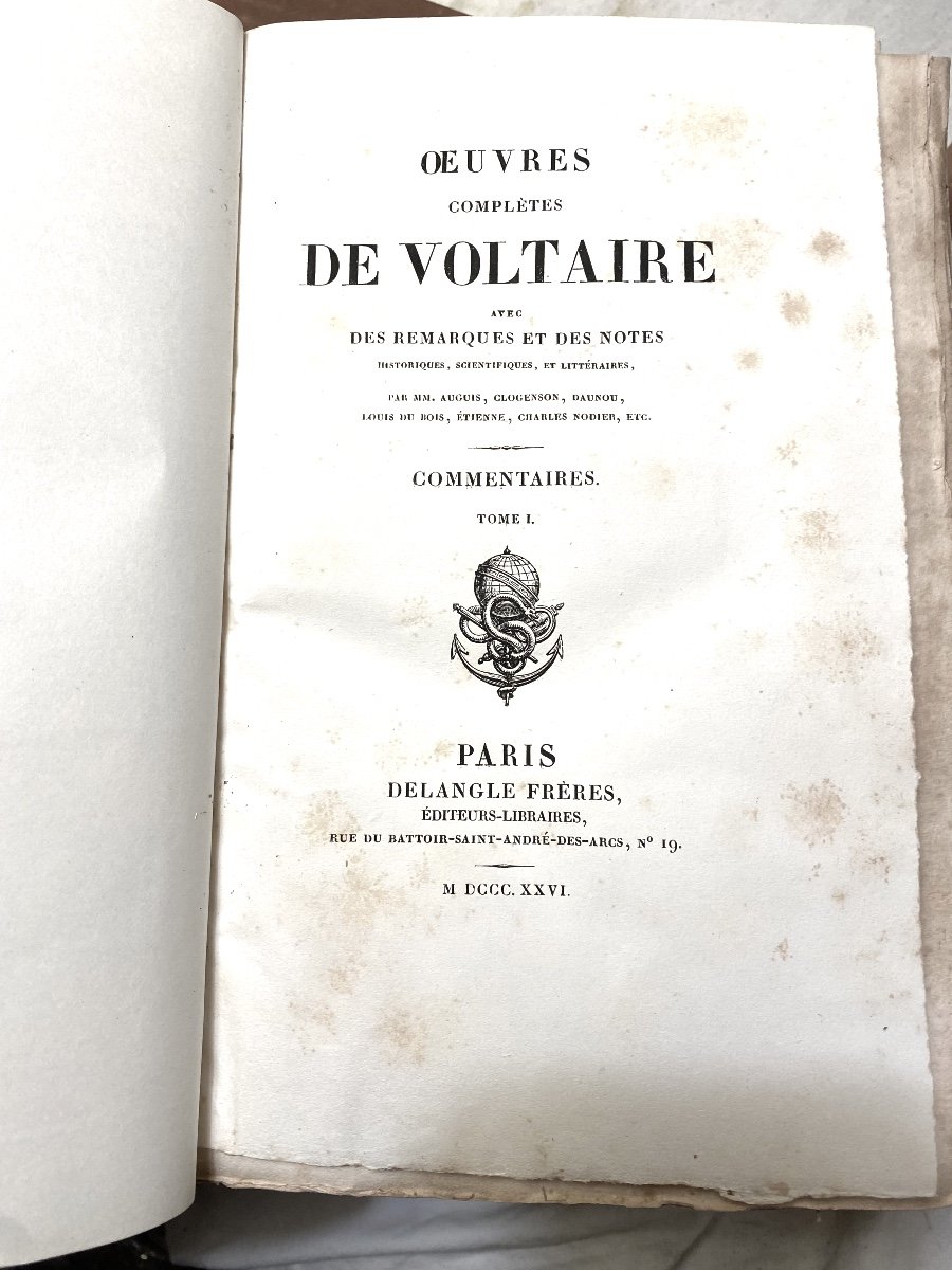 3 Large Volumes In 8 Cloth Of "commentaries On The Works Of Voltaire". Paris Delangle 1826 -photo-3