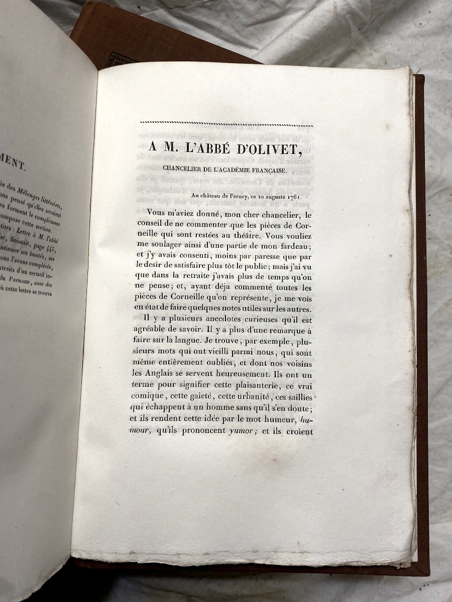 3 Large Volumes In 8 Cloth Of "commentaries On The Works Of Voltaire". Paris Delangle 1826 -photo-5