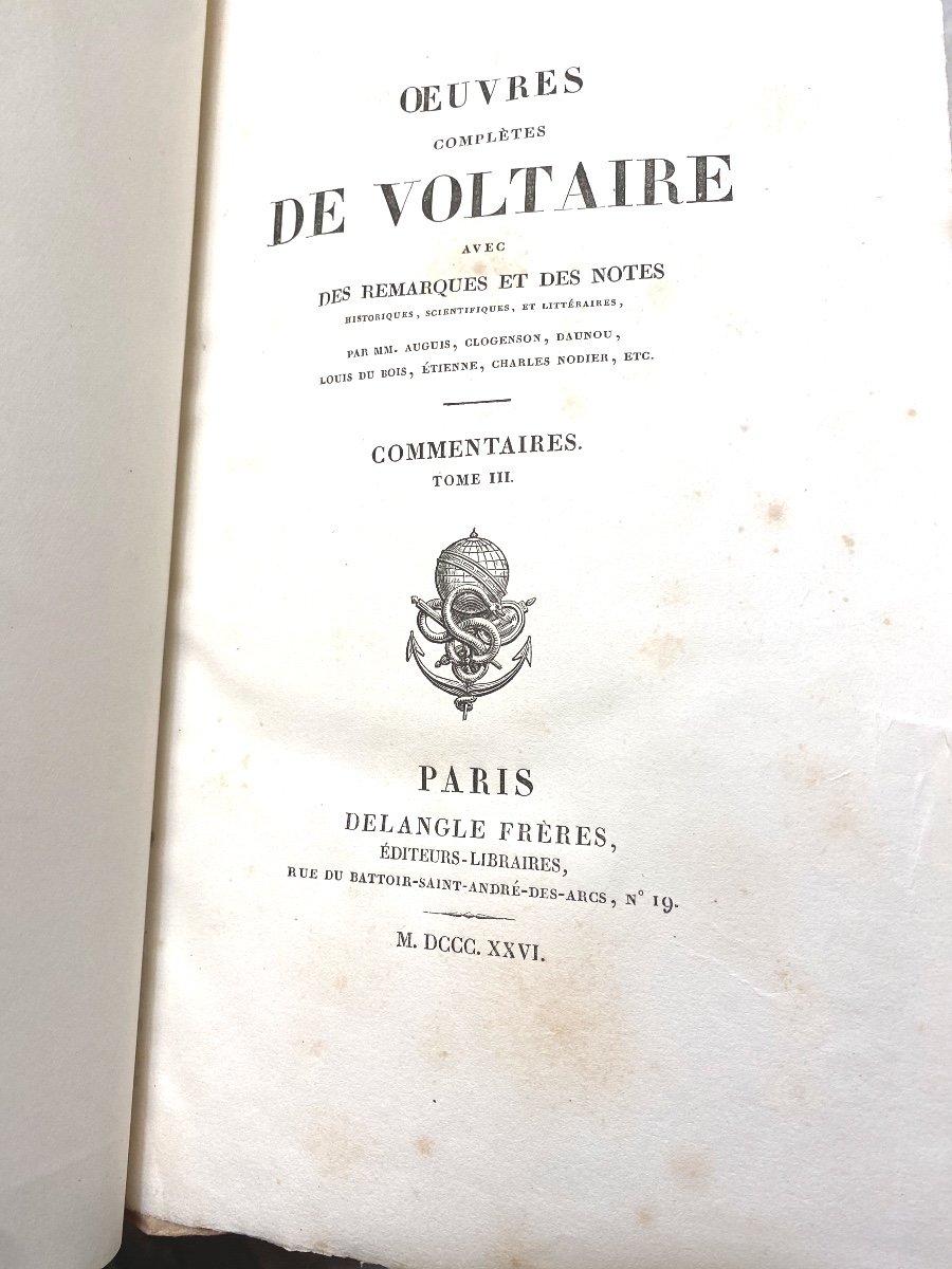 3 Large Volumes In 8 Cloth Of "commentaries On The Works Of Voltaire". Paris Delangle 1826 -photo-6