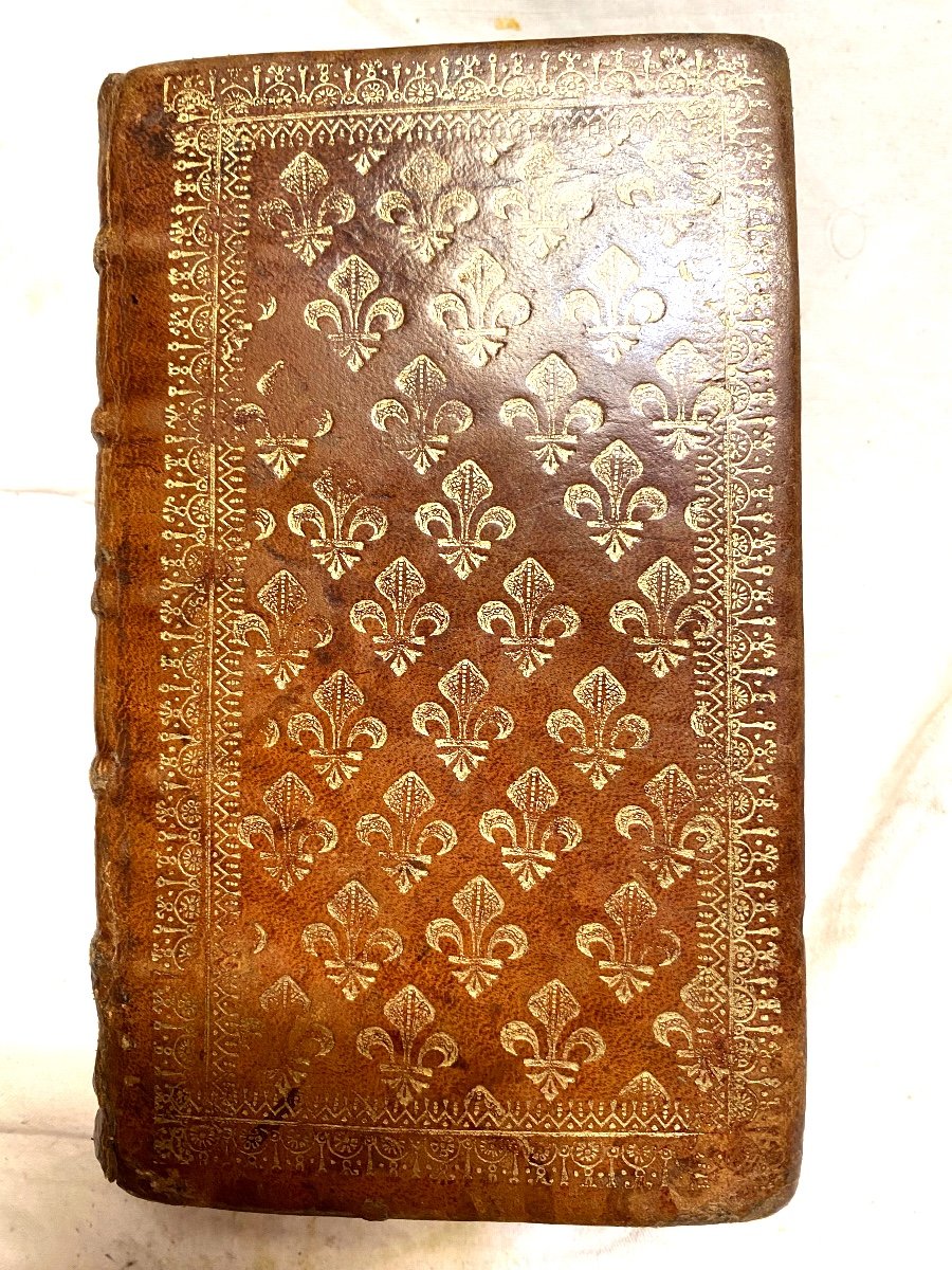 Rare And Beautiful 17th Century Binding In Orange Moroccan With Fleur-de-lys: "virgilii Opéra 1677