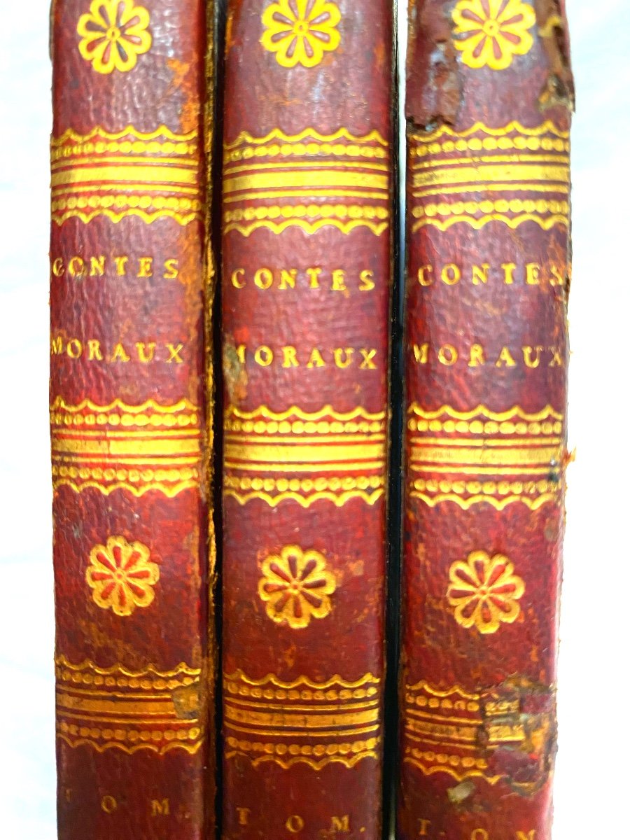 Beautiful Edition Of "contes Moraux", By M. Marmontel From 1766 In Fine Red Half Morocco In Paris-photo-2