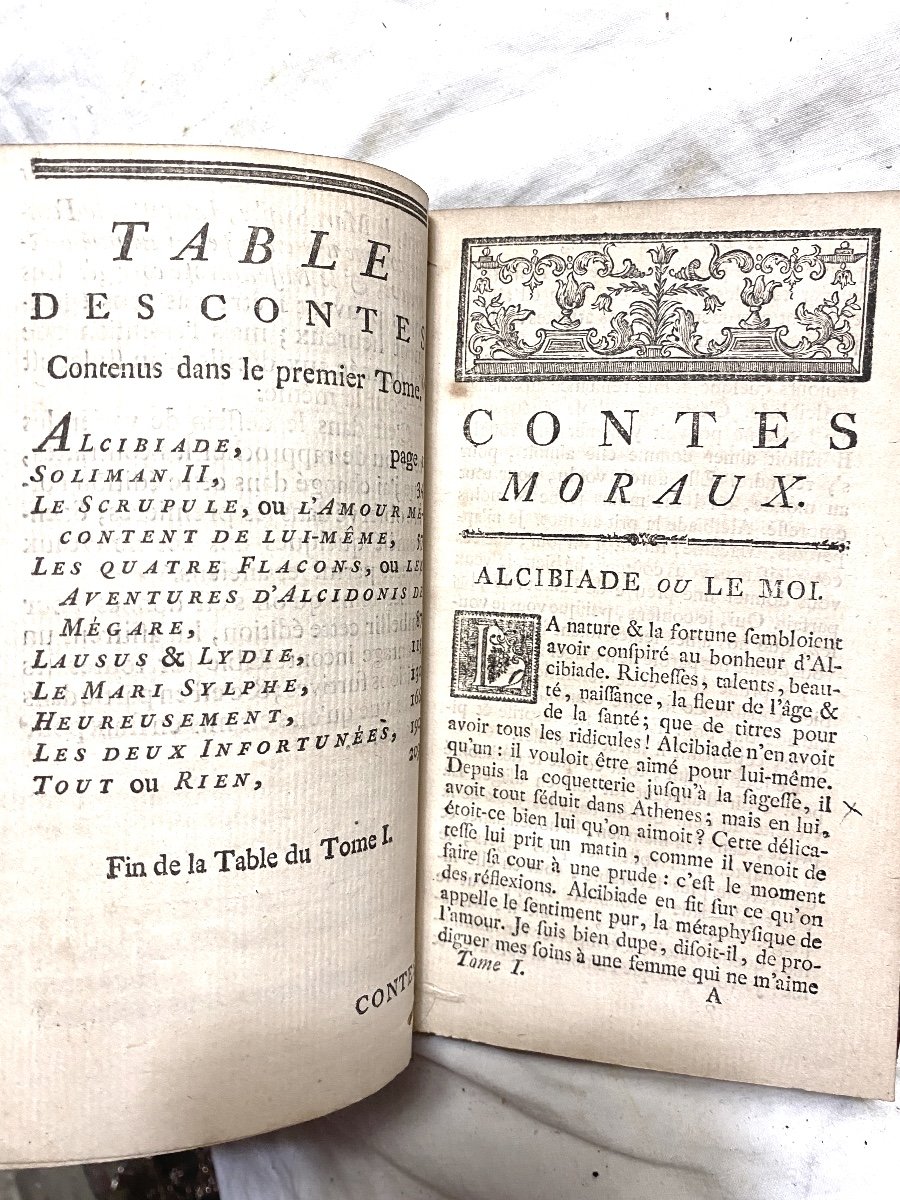 Beautiful Edition Of "contes Moraux", By M. Marmontel From 1766 In Fine Red Half Morocco In Paris-photo-3