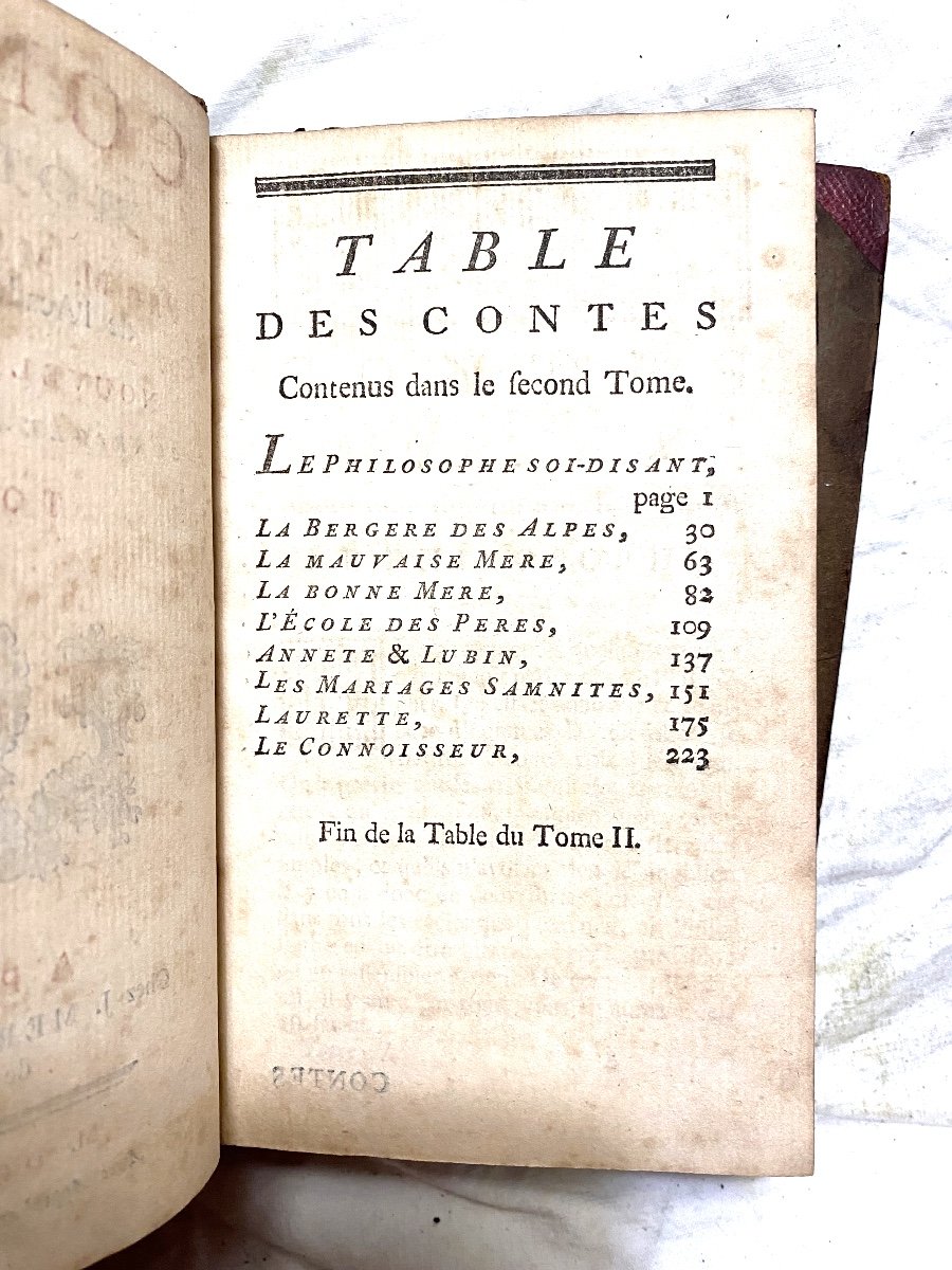 Belle édition Des "contes Moraux", Par M. Marmontel De 1766 En Demi Maroquin Rouge Fin  à Paris-photo-4