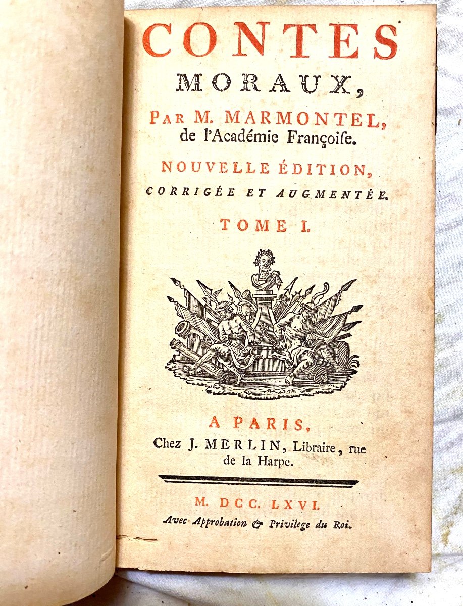 Beautiful Edition Of "contes Moraux", By M. Marmontel From 1766 In Fine Red Half Morocco In Paris-photo-1