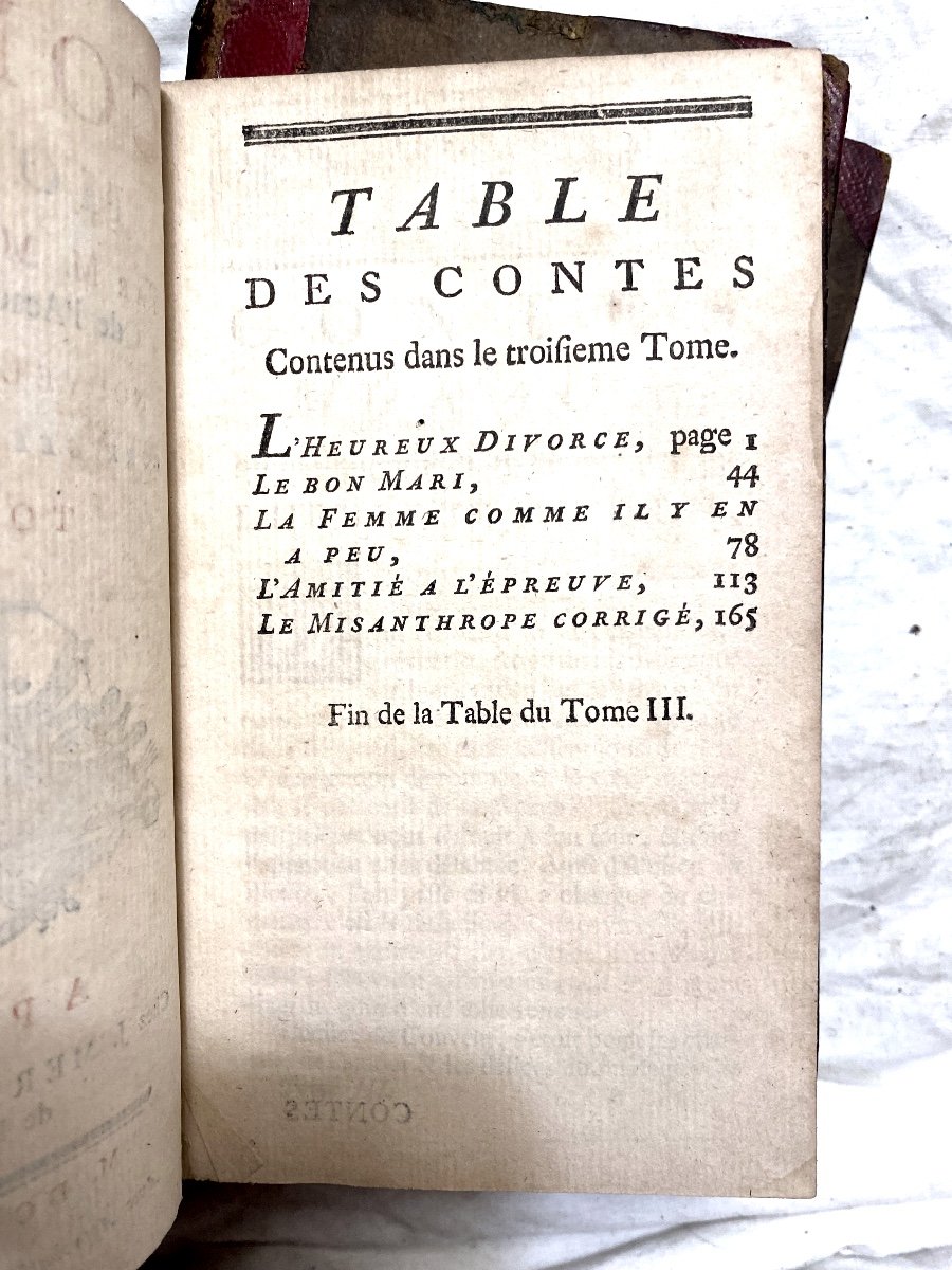 Beautiful Edition Of "contes Moraux", By M. Marmontel From 1766 In Fine Red Half Morocco In Paris-photo-5