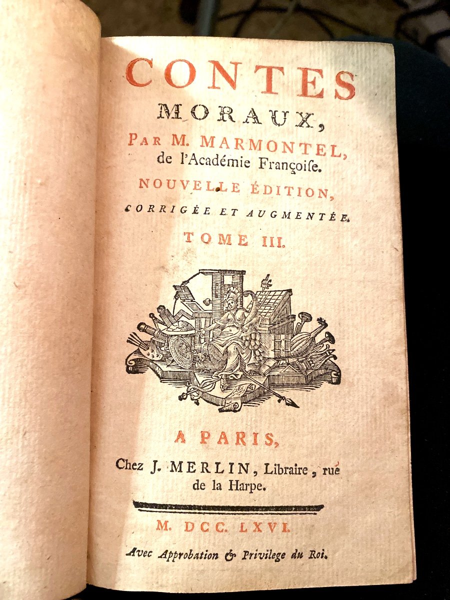 Belle édition Des "contes Moraux", Par M. Marmontel De 1766 En Demi Maroquin Rouge Fin  à Paris-photo-6