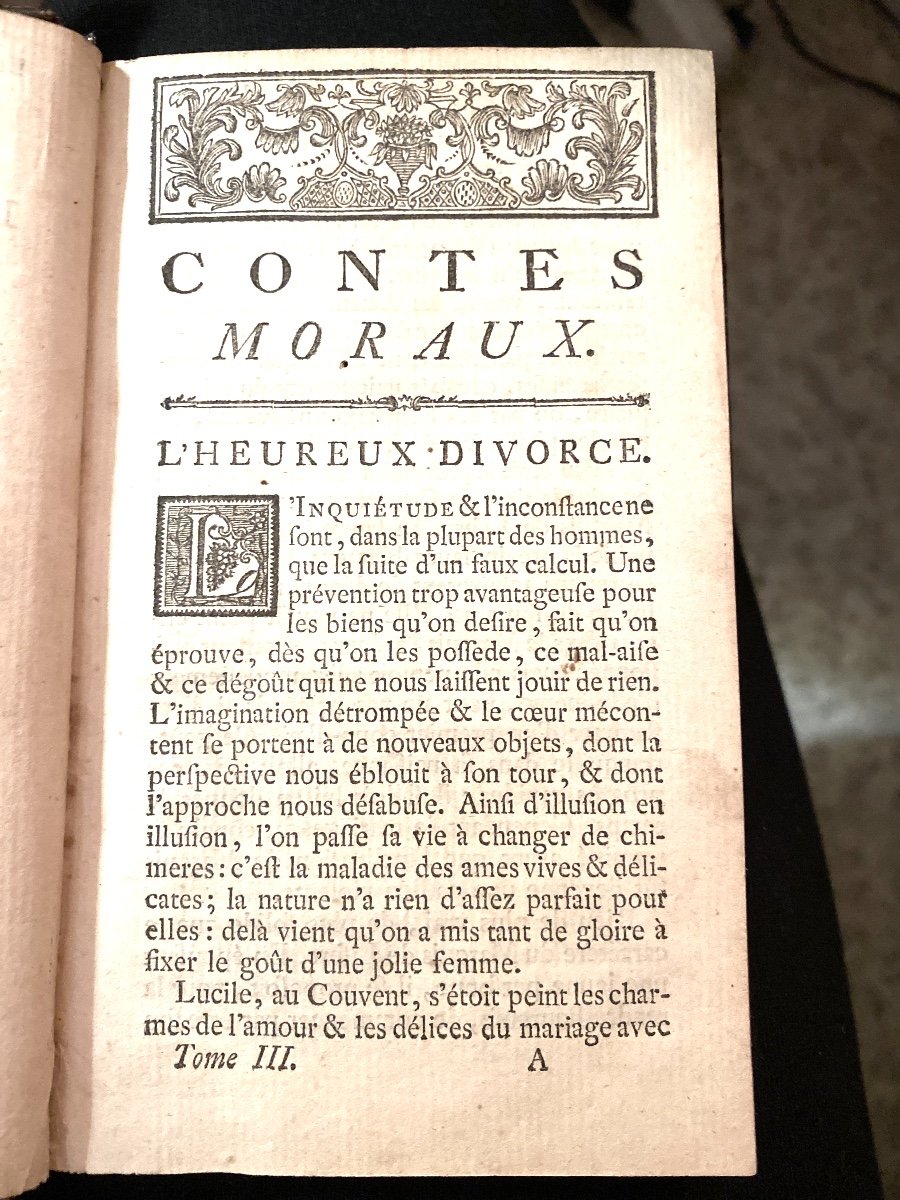 Belle édition Des "contes Moraux", Par M. Marmontel De 1766 En Demi Maroquin Rouge Fin  à Paris-photo-7