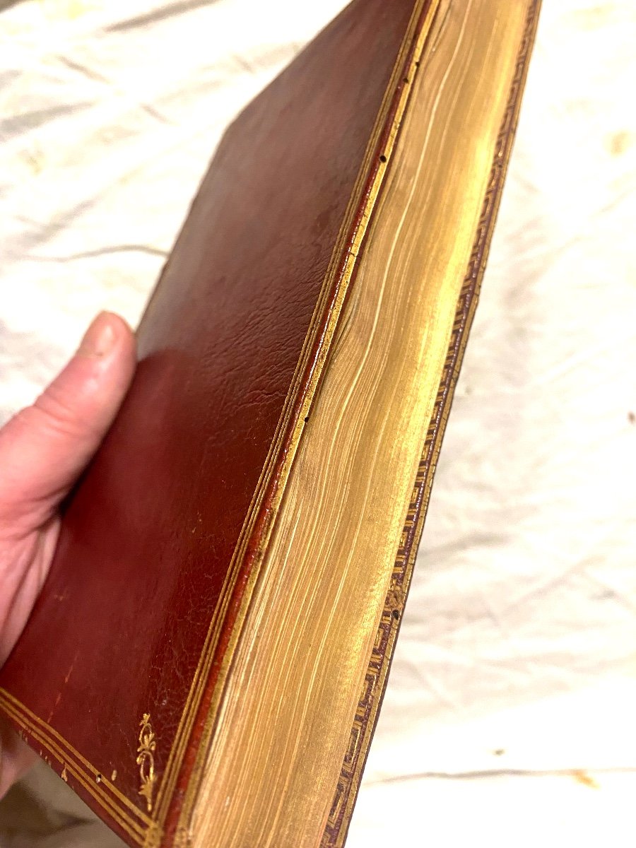 Rare Secret Box In 8 Full Red Morocco Gilded Irons Spine With Ribs, Framing Fillets 18th-photo-7