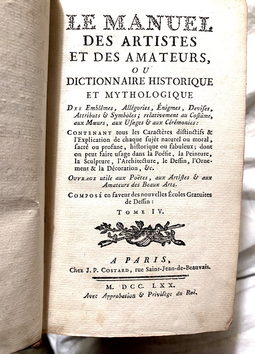 "the Manual Of Artists And Amateurs" In 4 Large Vol. In 12, In Paris 1770.-photo-5