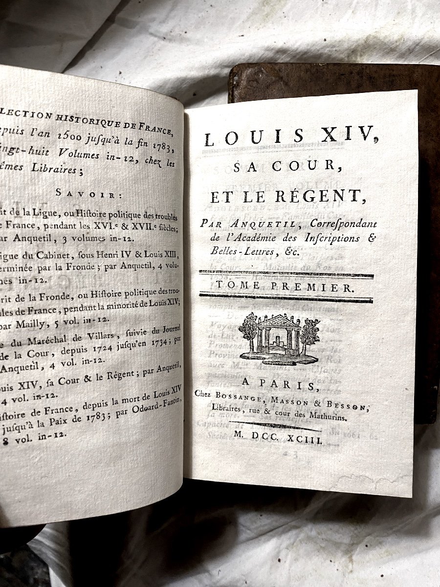 4 Beaux Volumes In 12 Pleine Peau:  "Louis XIV Sa Cour Et Le Régent" Paris 1793 , Par Anquetil.-photo-3