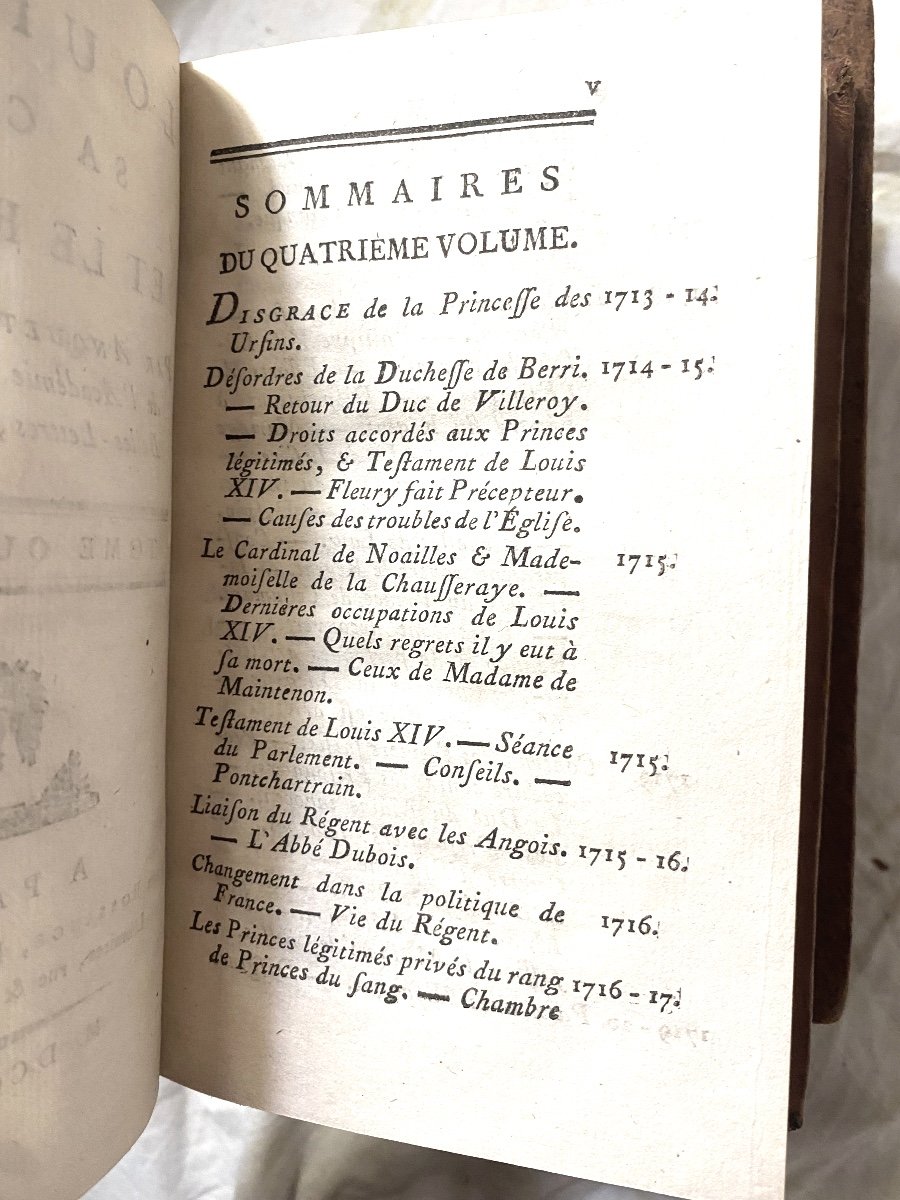 4 Beaux Volumes In 12 Pleine Peau:  "Louis XIV Sa Cour Et Le Régent" Paris 1793 , Par Anquetil.-photo-7