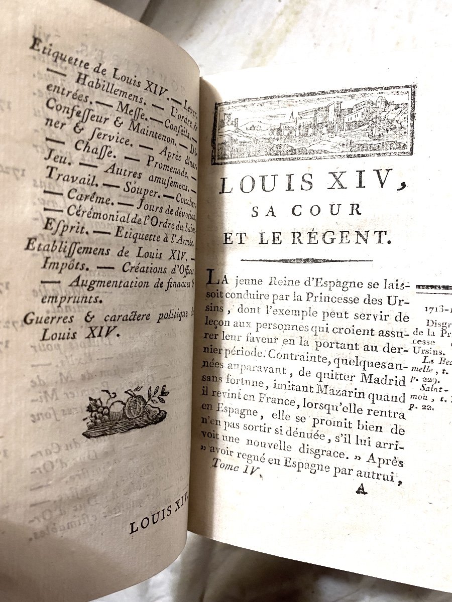 4 Beaux Volumes In 12 Pleine Peau:  "Louis XIV Sa Cour Et Le Régent" Paris 1793 , Par Anquetil.-photo-8