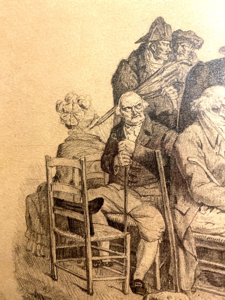 Rare Drawing In Lead Pencil "les Gazetiers" Signed By Louis-léopold Boilly (5 July 1761 -1845) Col.-photo-8