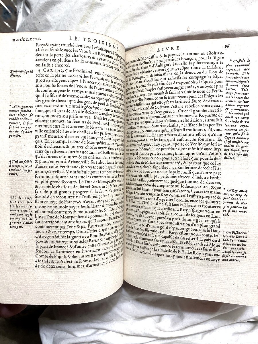 Rare Two Large Volumes In 8 From 1593: "history Of The Italian Wars" By François Guichardin-photo-2