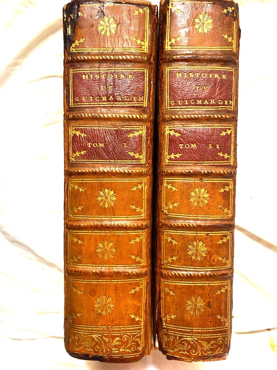 Rare Two Large Volumes In 8 From 1593: "history Of The Italian Wars" By François Guichardin