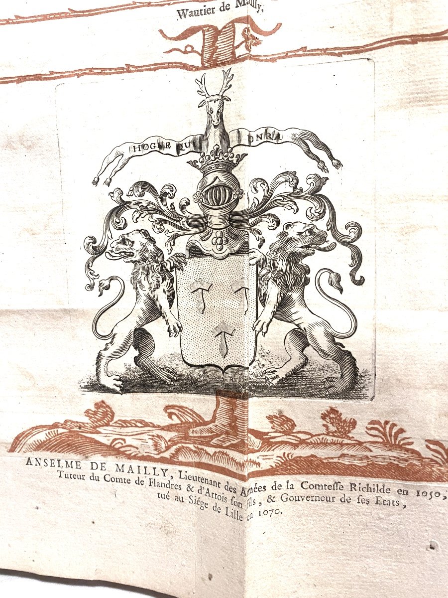 Rare Gd In 4: "family Tree:" House Of Mailly "followed By "du Pennon Of The Elder Branch-photo-3