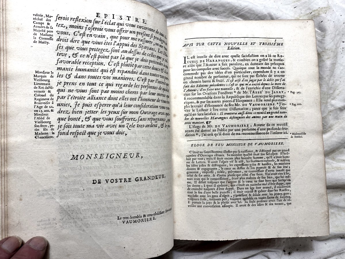 Vol. In 4 , 1713 : "Harangues Sur Toutes Sortes De Sujets Avec l'Art De Les Composer Vaumorière-photo-3