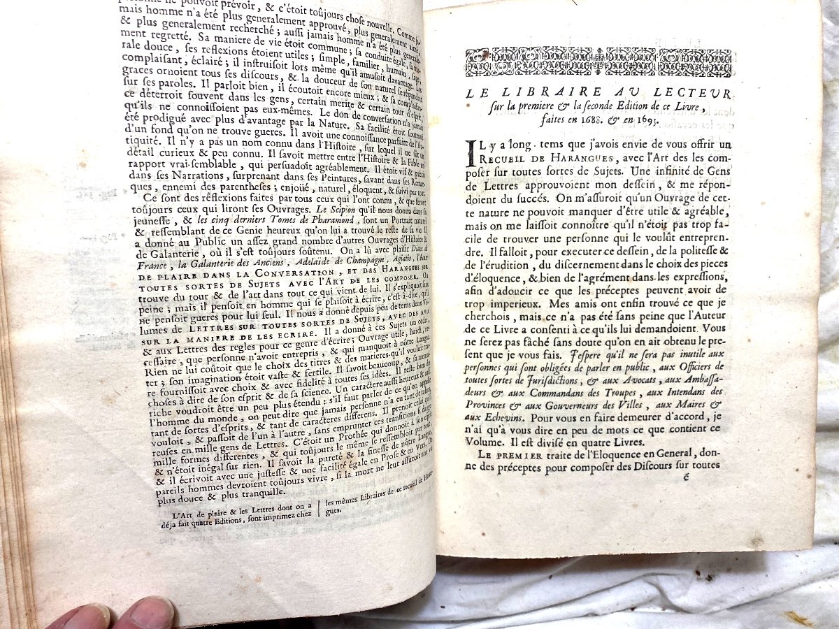 Vol. In 4 , 1713 : "Harangues Sur Toutes Sortes De Sujets Avec l'Art De Les Composer Vaumorière-photo-4