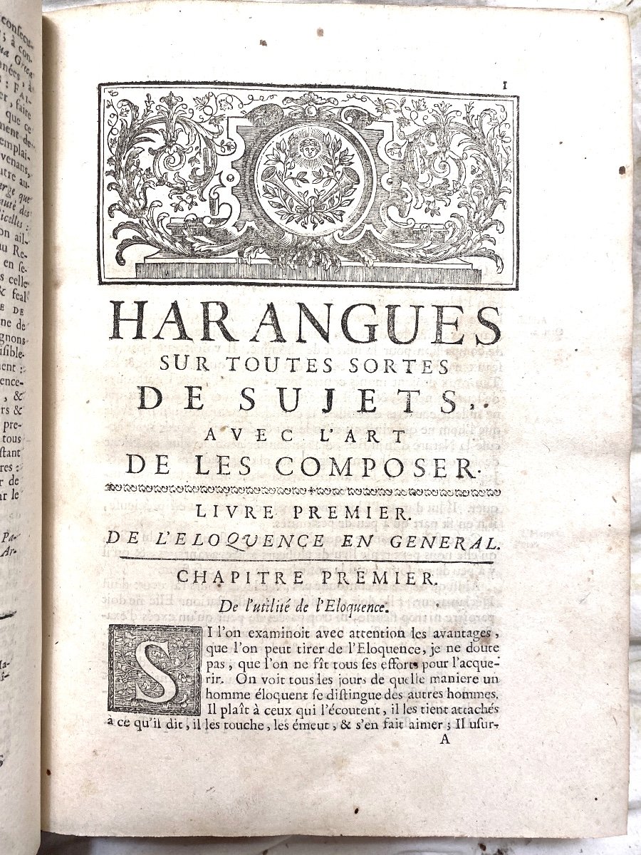 Vol. In 4 , 1713 : "Harangues Sur Toutes Sortes De Sujets Avec l'Art De Les Composer Vaumorière-photo-8