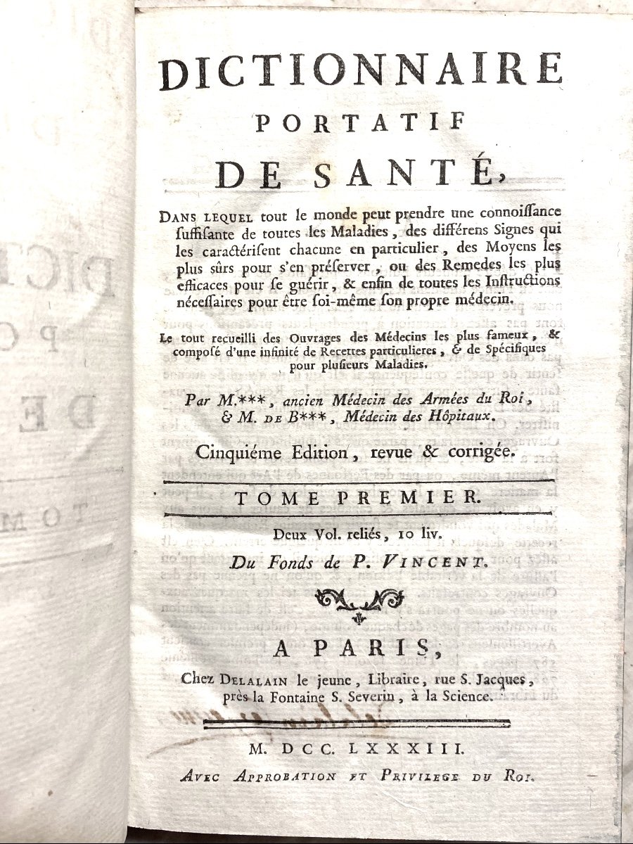 3 Beaux Forts Vol. In 12: "portable Health Dictionary", By M... & B... In Paris 1783, 5th-photo-3