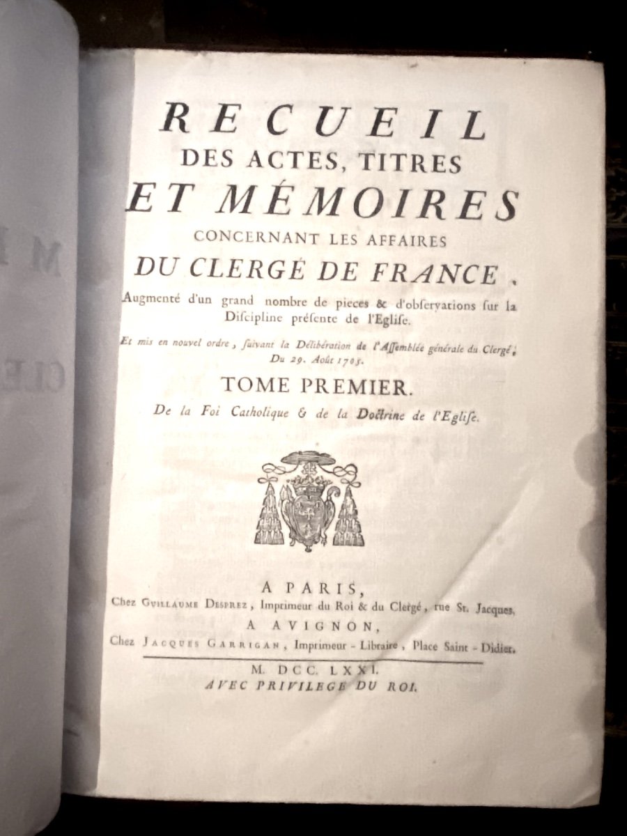 Collection Of Acts, Titles And Memoirs Concerning The Affairs Of The Clergy Of France 14 Fort Vo. In-photo-3