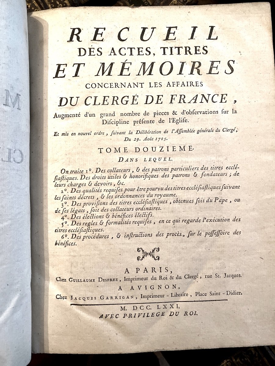 Collection Of Acts, Titles And Memoirs Concerning The Affairs Of The Clergy Of France 14 Fort Vo. In-photo-7