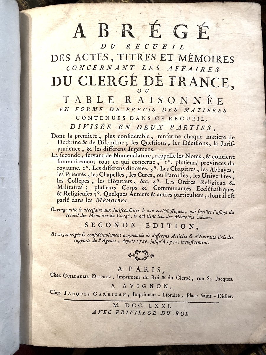 Collection Of Acts, Titles And Memoirs Concerning The Affairs Of The Clergy Of France 14 Fort Vo. In-photo-8