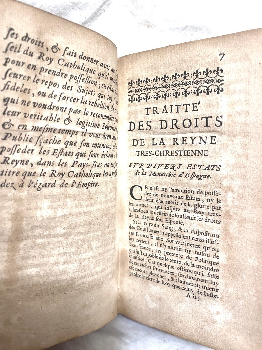 Velin In 12 De 1667 :"traité Des Droits De La Reyne Très-chrestienne Sur Divers états d'Espagne-photo-3