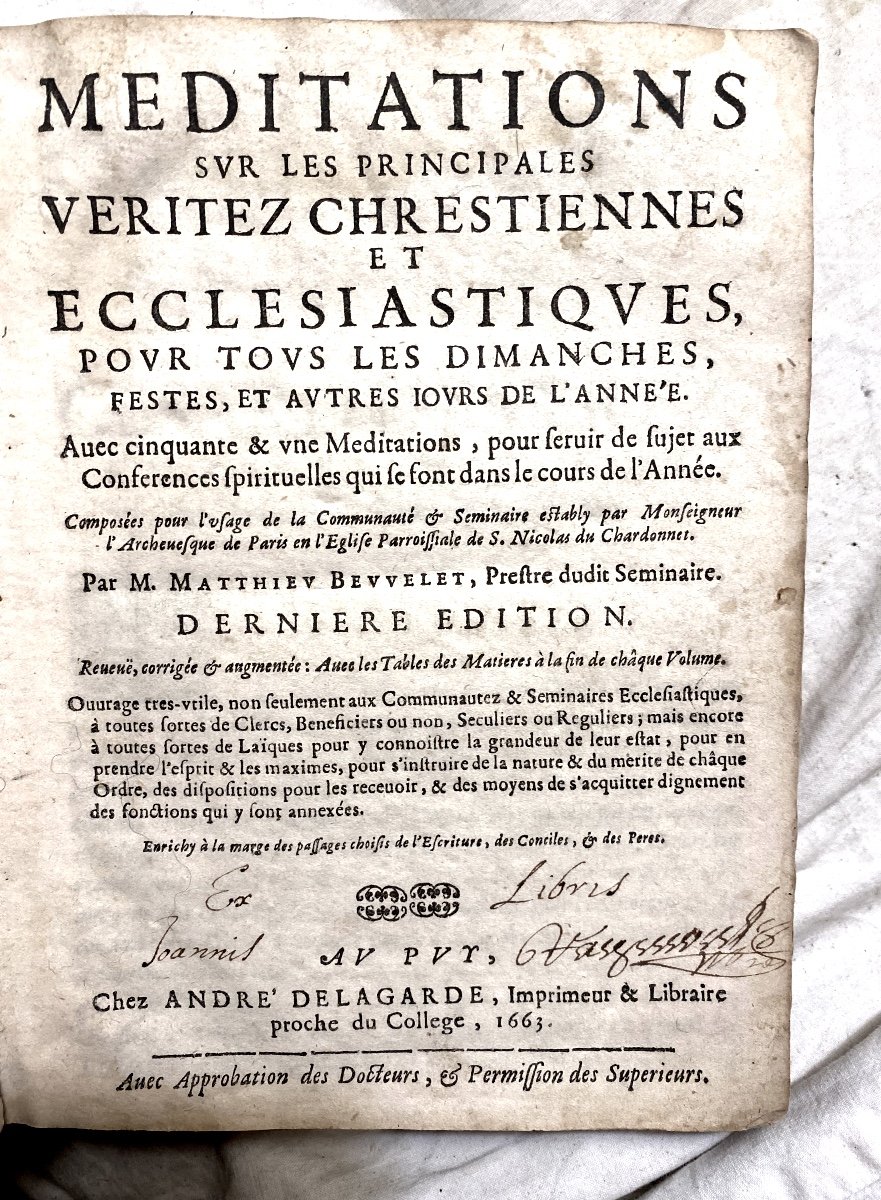 Deux Beaux Volumes De 1663 De Méditations , Régionales Du Puy En Velin  , Par Matthieu Beuvelet-photo-3