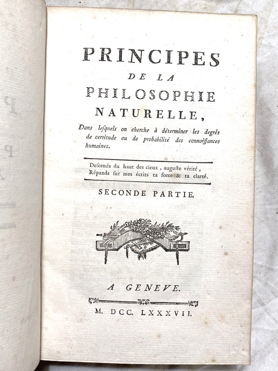 En Deux Beaux Vol. In8 ":principes De La Philosophie Naturelle ",à Genève 1787-photo-5