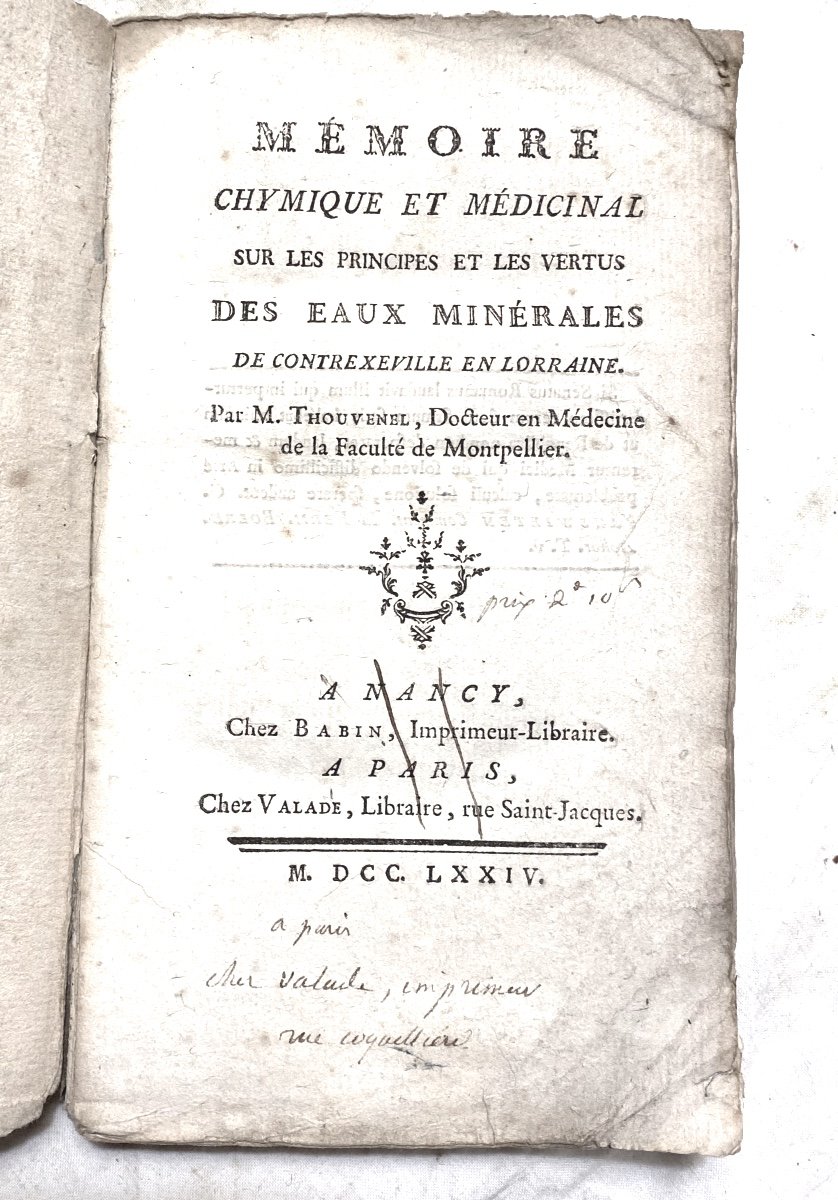  Vol. De Thermalisme ,Couverture d'Attente: " Mémoire Chimique Et Médicinal Eaux Contrexéville"-photo-2