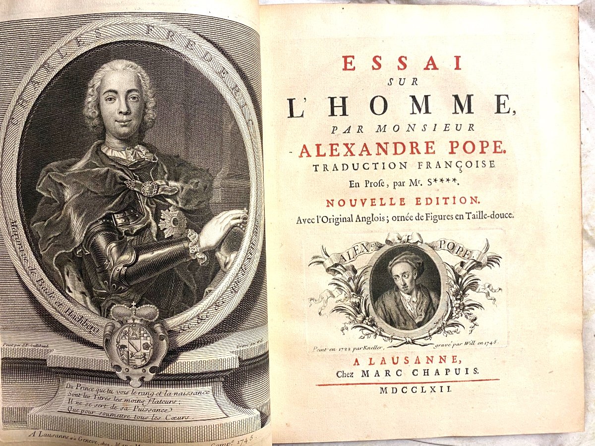 Beautiful In 4 Illustrated "essays On Man", By Mr Alexandre Pope In Lausanne 1762. New Edition-photo-3