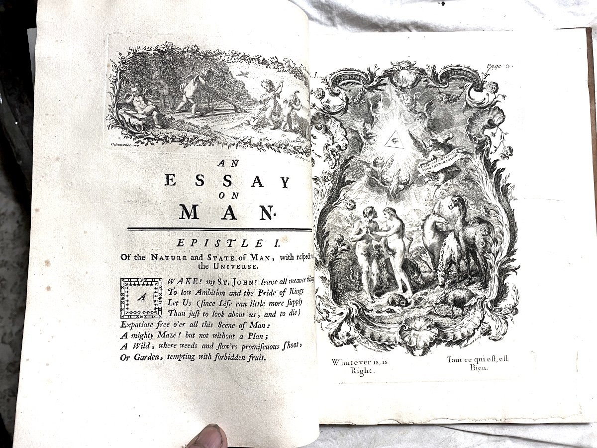 Beautiful In 4 Illustrated "essays On Man", By Mr Alexandre Pope In Lausanne 1762. New Edition-photo-1