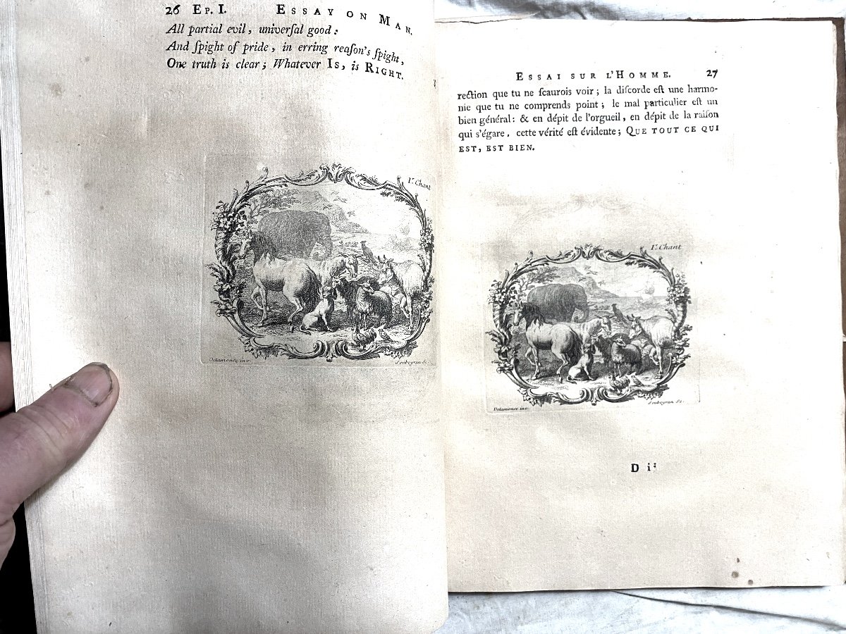 Beautiful In 4 Illustrated "essays On Man", By Mr Alexandre Pope In Lausanne 1762. New Edition-photo-2