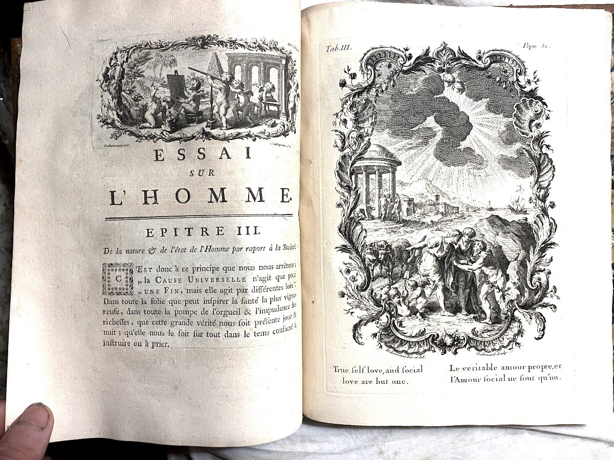 Beautiful In 4 Illustrated "essays On Man", By Mr Alexandre Pope In Lausanne 1762. New Edition-photo-3