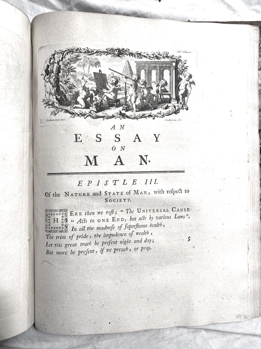 Beautiful In 4 Illustrated "essays On Man", By Mr Alexandre Pope In Lausanne 1762. New Edition-photo-4