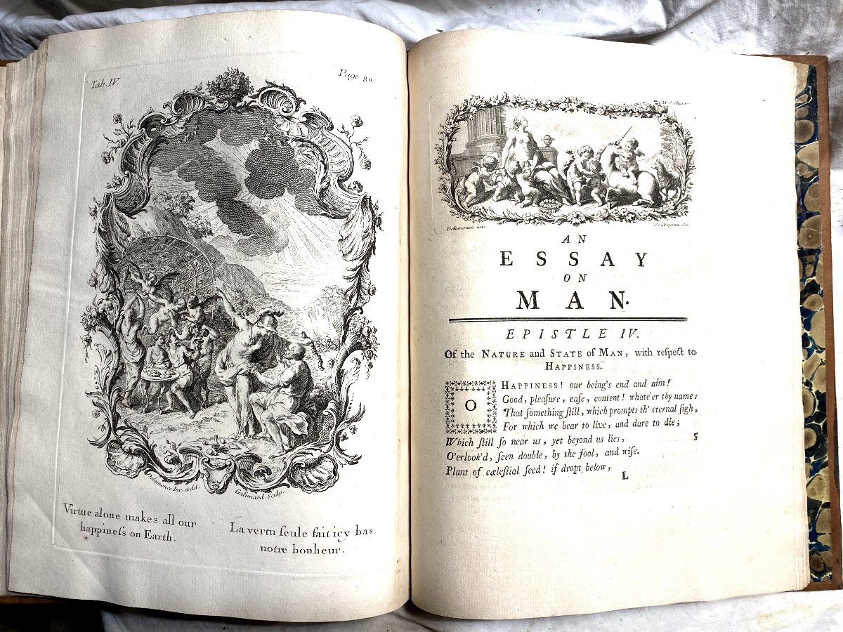 Beautiful In 4 Illustrated "essays On Man", By Mr Alexandre Pope In Lausanne 1762. New Edition-photo-6