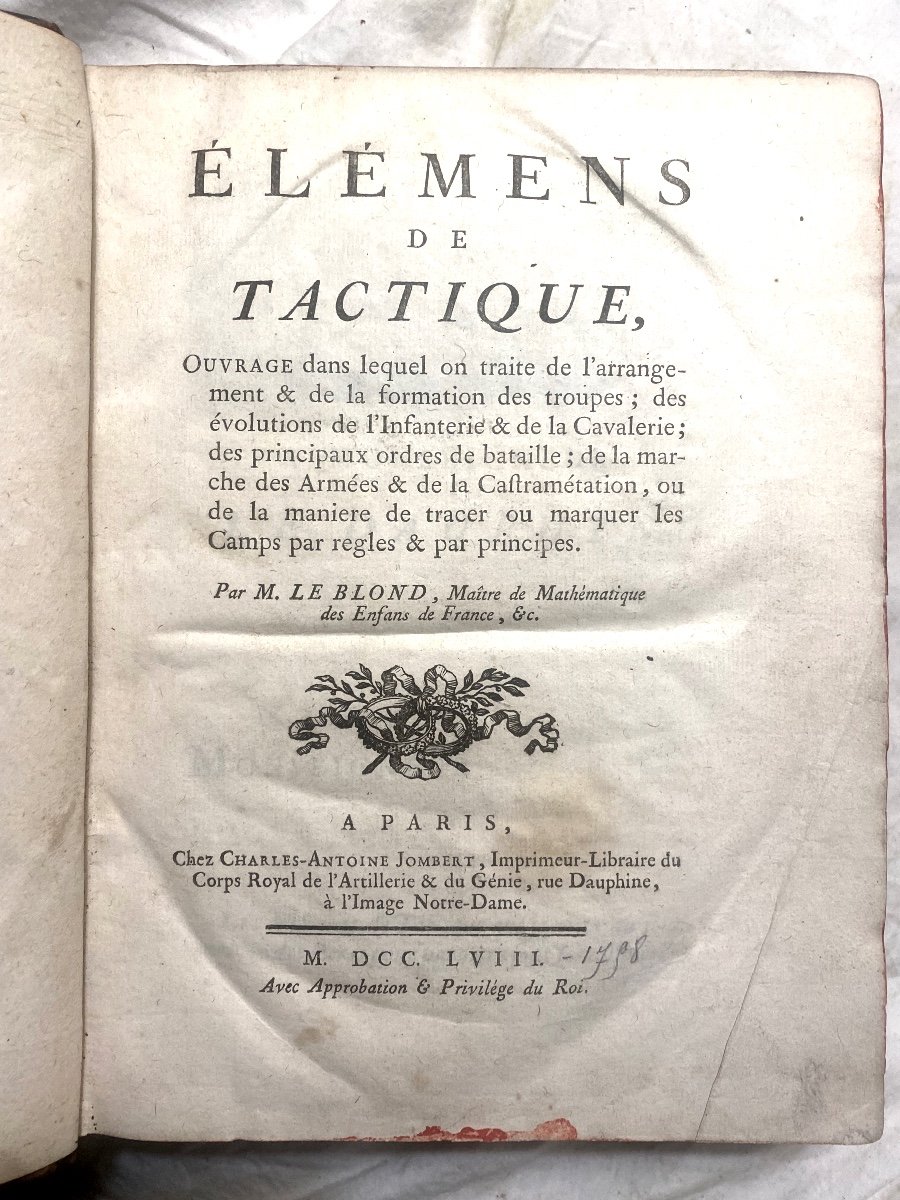 Beautiful In 4: "elements Of Tactics" (military) By M. Le Bond, Abundantly Illustrated. Paris 1758-photo-3