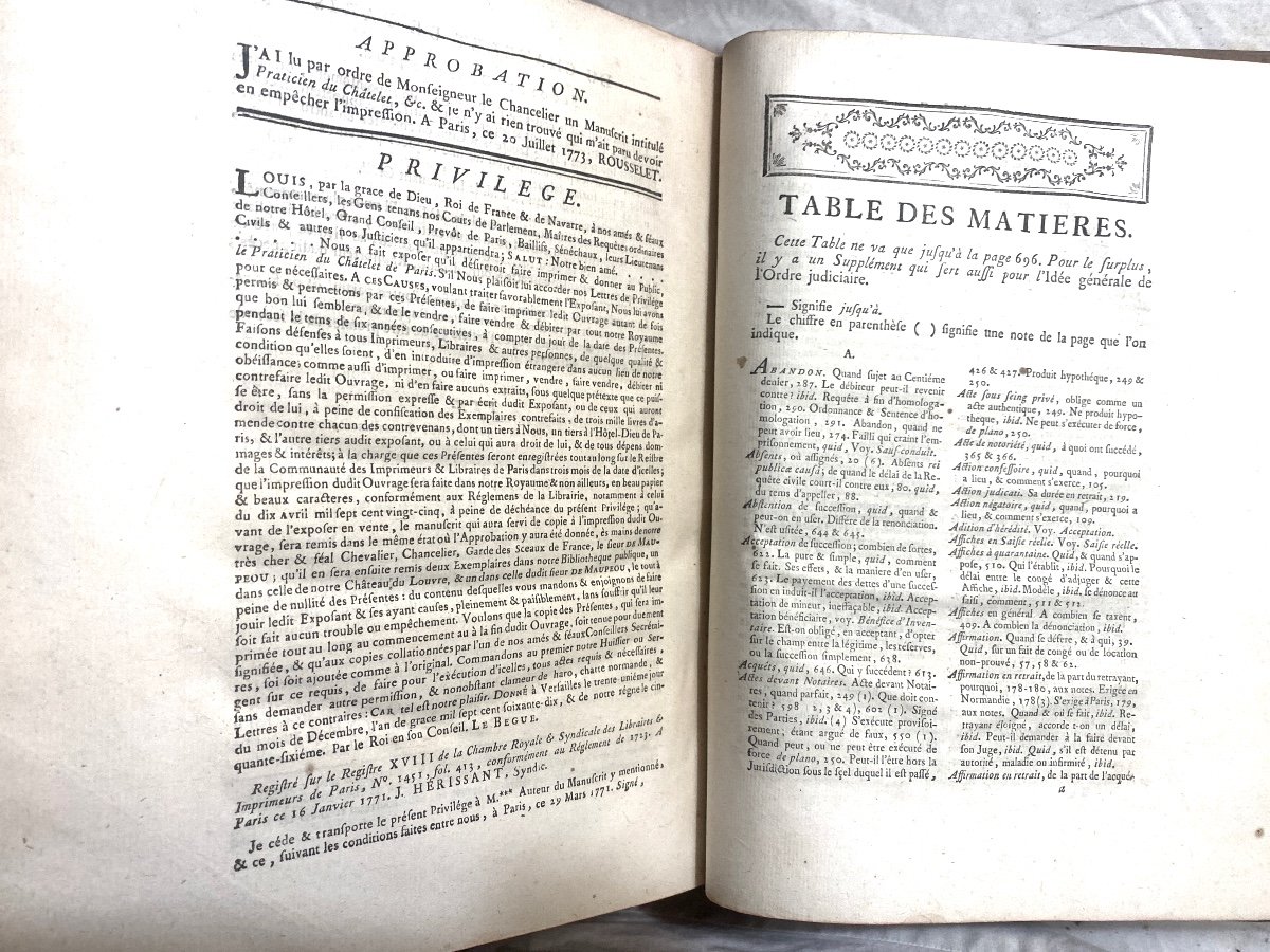  Très Beau Volume In 4  De Droit , Imprimé à Paris En 1773  : "Praticien Du Châtelet De Paris".-photo-8