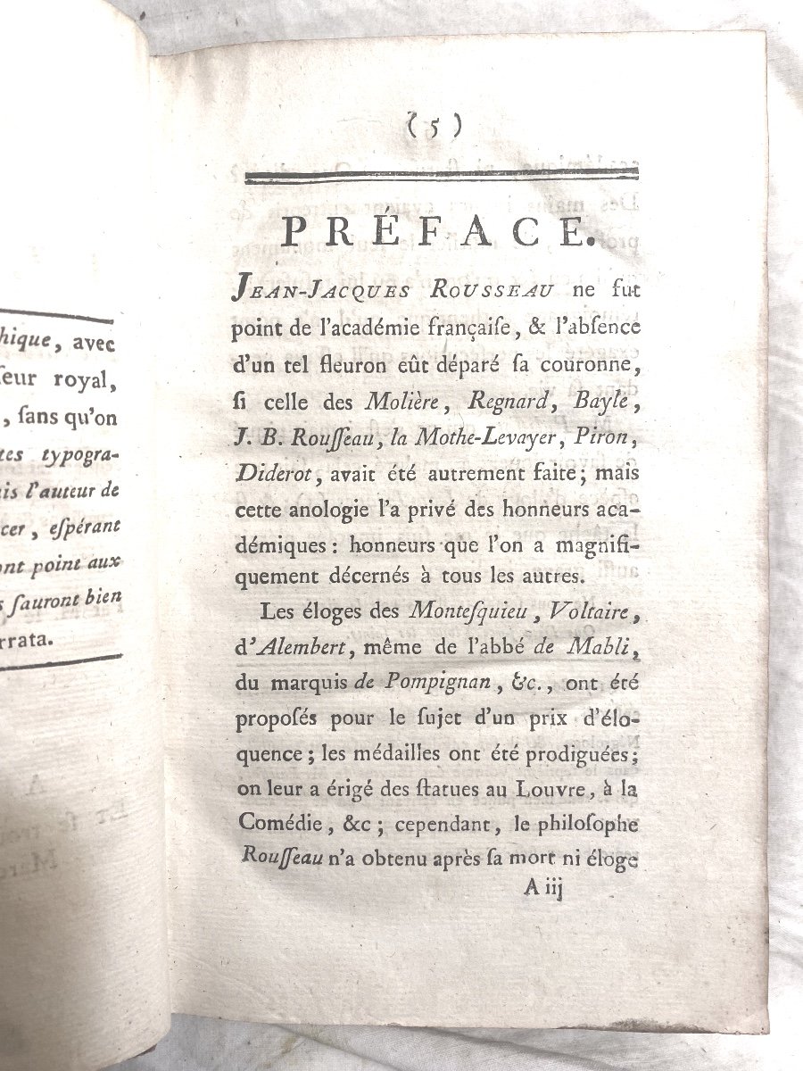 "vie De J.j. Rousseau" Rare Analyse De M. Le Comte De Barruel-beauvert . A Londres & Paris 1789-photo-1