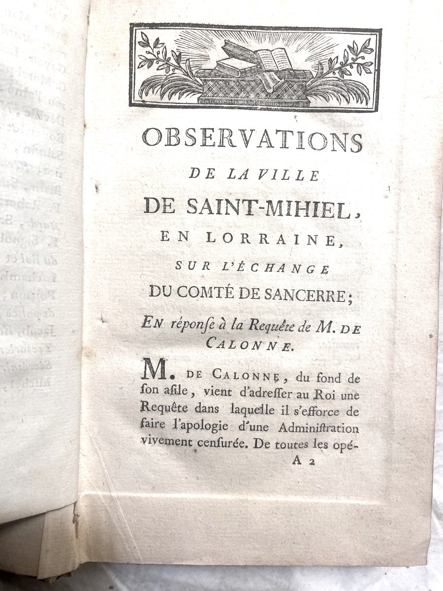 Régionalisme : 1 Vol. In 8 " Observations De La Ville De Saint-mihiel , En Lorraine . 1787-photo-1