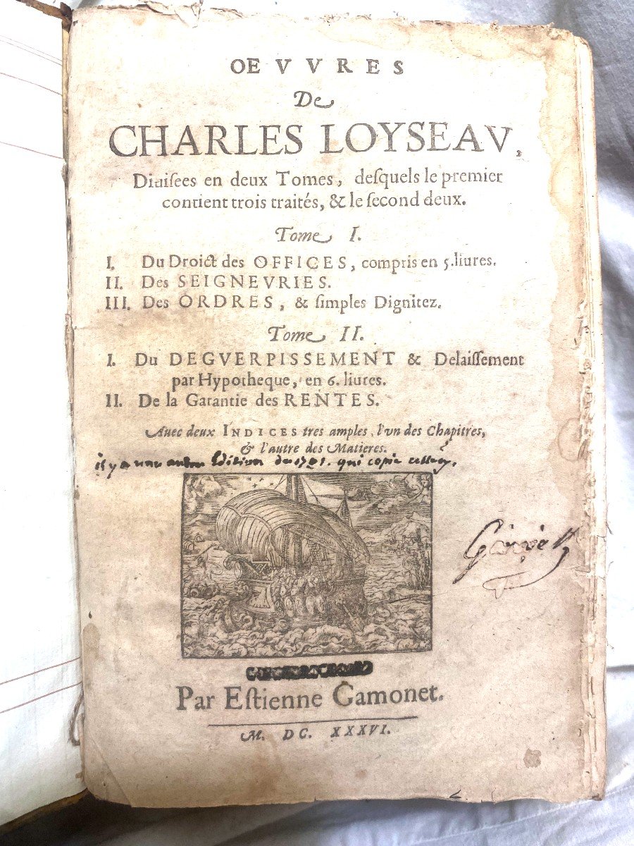 Strong Vol. In 4 Arms Of Law Of 1636: Works Of Charles Loiseau: Offices; Lordships &c.-photo-3