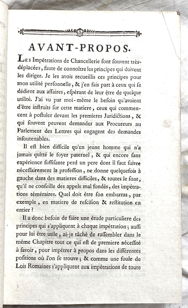 Bel In 8 ,a Avignon . 1789 :"traité Des Impétrations Où Lettres Qu'accordent Les Chancelleries"-photo-1