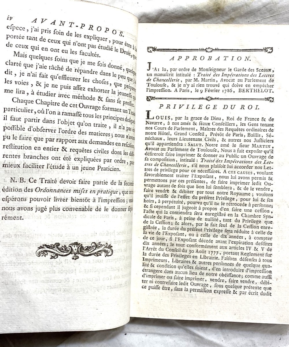 Bel In 8 ,a Avignon . 1789 :"traité Des Impétrations Où Lettres Qu'accordent Les Chancelleries"-photo-2