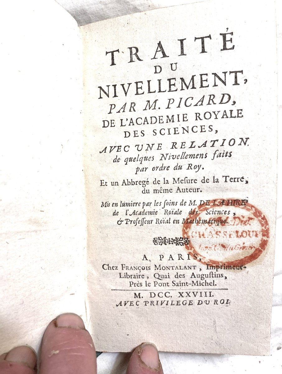 Beau" Traité Du Nivellement" Par M. Picard, Un Volume In 12 . A Paris, Chez Fr. Montalant 1728.-photo-3