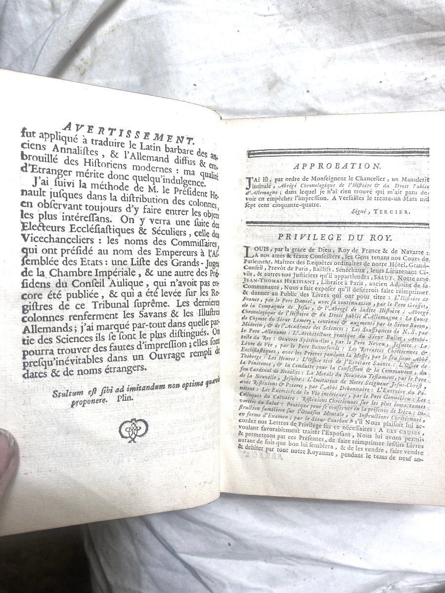 Beautiful In 12 From 1754, In Paris: "chronological Summary Of The History And Public Law Of Germany"-photo-4