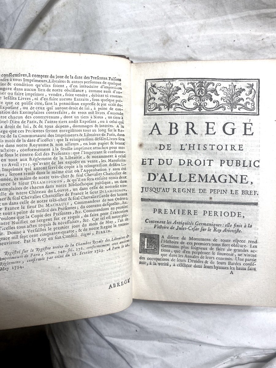 Beautiful In 12 From 1754, In Paris: "chronological Summary Of The History And Public Law Of Germany"-photo-5